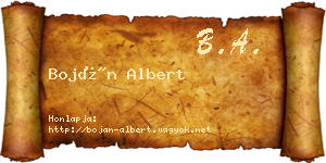 Boján Albert névjegykártya